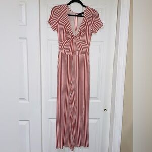 Romeo & Juliet Couture Nantucket Red and White Striped Jumpsuit Sz S